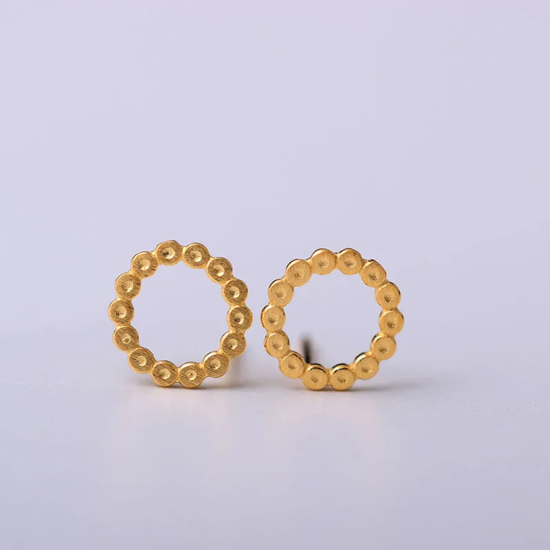 

925 Sterling Silver Round Circle Stud Earrings For Women Simple Style Lady Prevent Allergy Sterling-silver-jewelry
