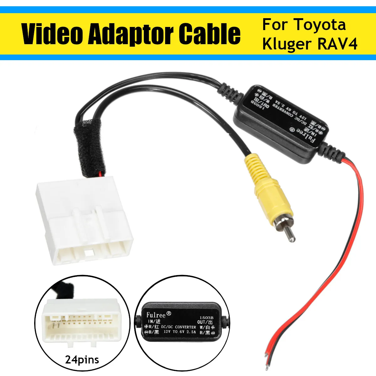 

24 Pin Car Camera Adapter Connector Wire Original Reversing Camera To GPS Head Unit Cable For Toyota Kluger RAV4