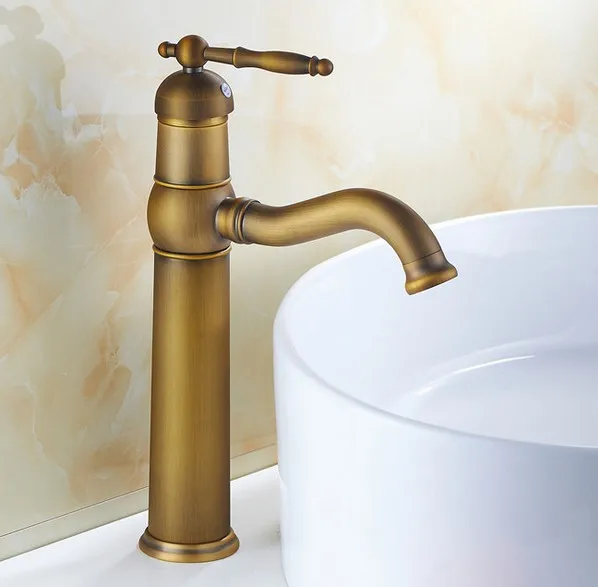 Antique Brass Single Lever Handle Swivel Kitchen Bathroom Sink Basin Faucet Mixer Taps aan037