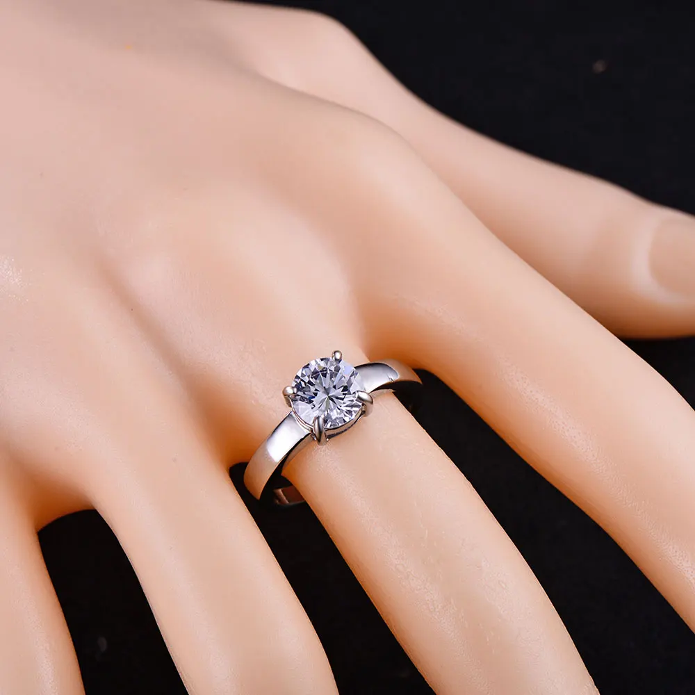 Women's Fashion Stainless Steel Classic Wedding Ring Silver Color Cubic zirconia Rings