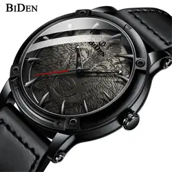 Бренд biden волк циферблат дизайн модные кварцевые часы мужские спортивные водостойкий кожаный ремешок Классические наручные часы для