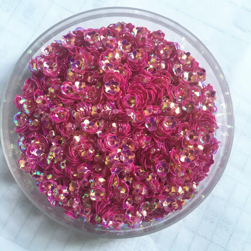 

5000pcs(30g) 4mm Cup Flower Shape Brilliant Fuchsia Loose Sequins Glitter Paillette Sewing,Wedding Craft for Garment Accessory