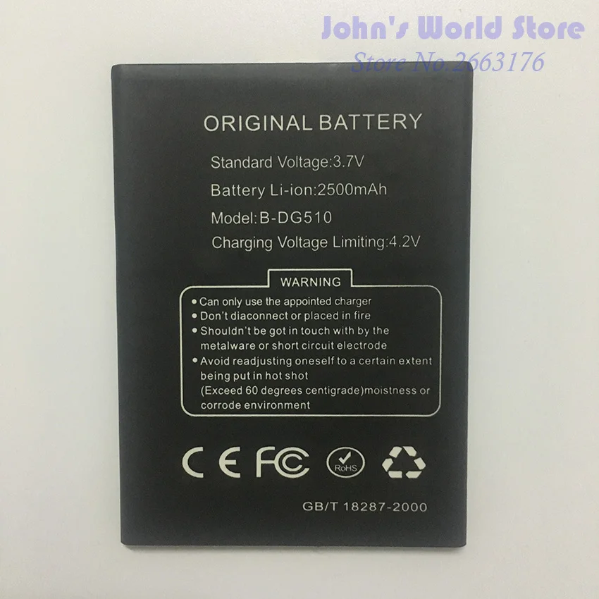 

Original Battery for DOOGEE B-DG510 Smartphone 2500mAh Lithium-ion Battery for DOOGEE B-DG510 DG510 Mobile Phone battery
