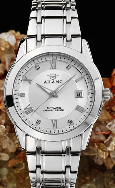 Luxury AILANG Gold Plated Men Full Steel Watches Fashion Business Clock Mechanical Roman Dress Wrist watch Calendar Reloj NW3314