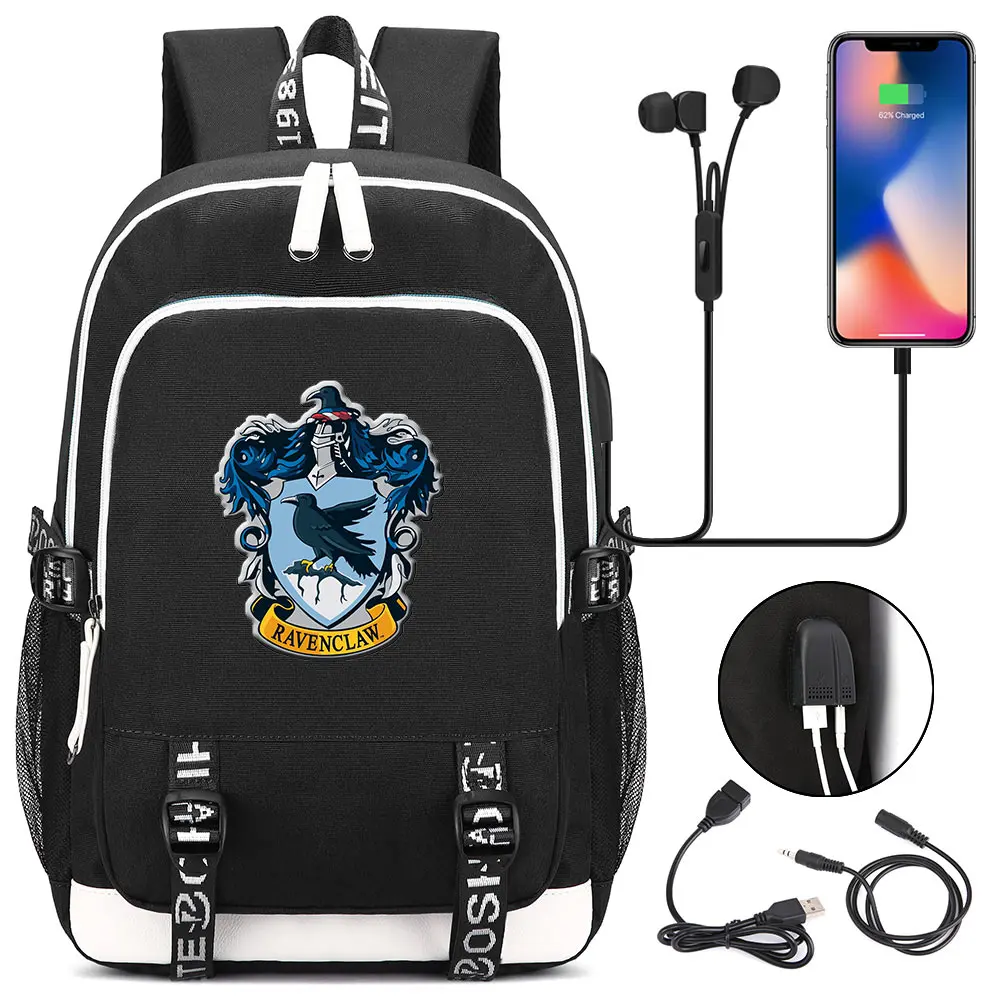 05 Deathly holows Magic Shool Hogwarts наушники USB Jack для мальчиков и девочек школьная сумка для женщин подростков холст для мужчин ноутбук рюкзак - Цвет: 05