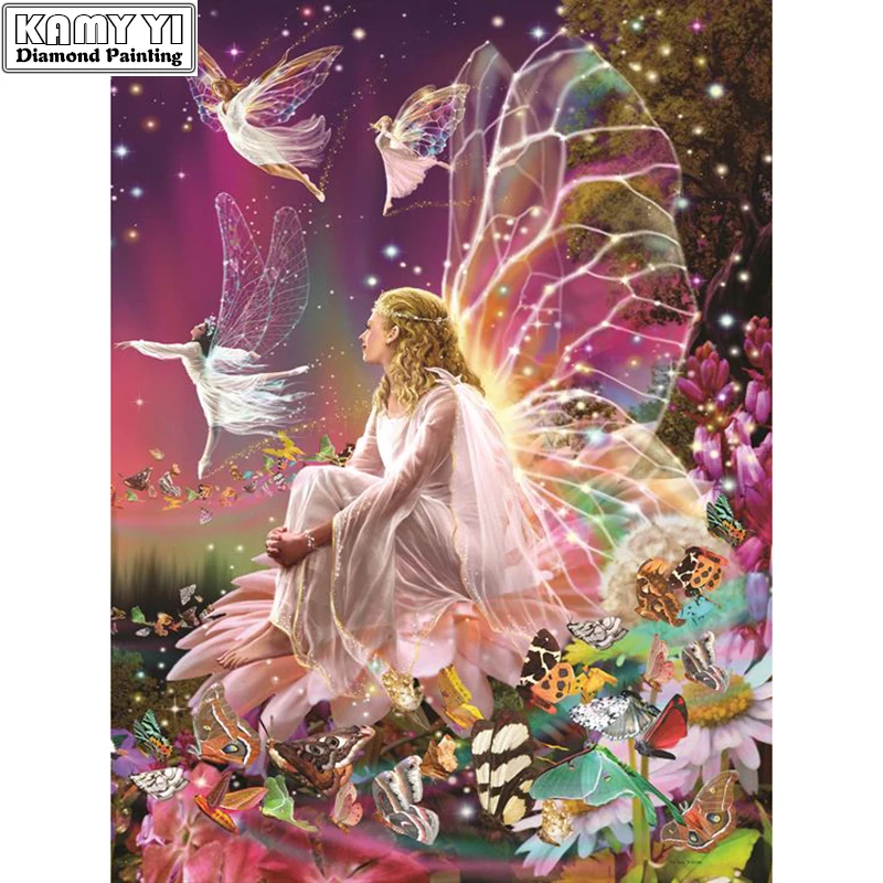 

100% Full 5D Diy Daimond Painting Cross-switch Wings Elf Diamond Painting Full Square/Round Rhinestones Painting Embroidery SY
