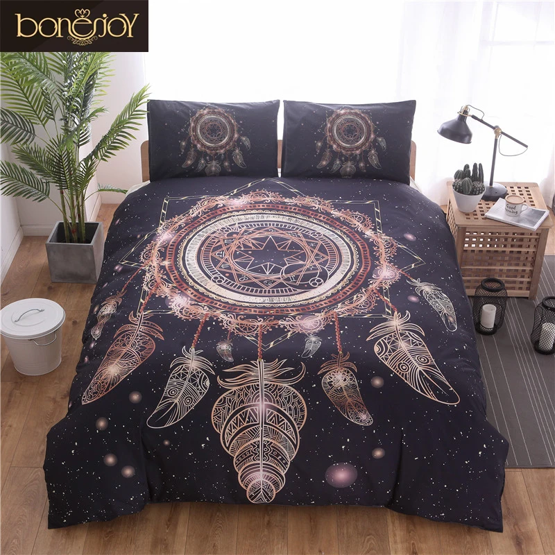 

Bonenjoy Black Dreamcatcher Ducet Cover Set Indian Style Queen Size edredones y conjuntos de ropa de cama Bedding Sets King Size