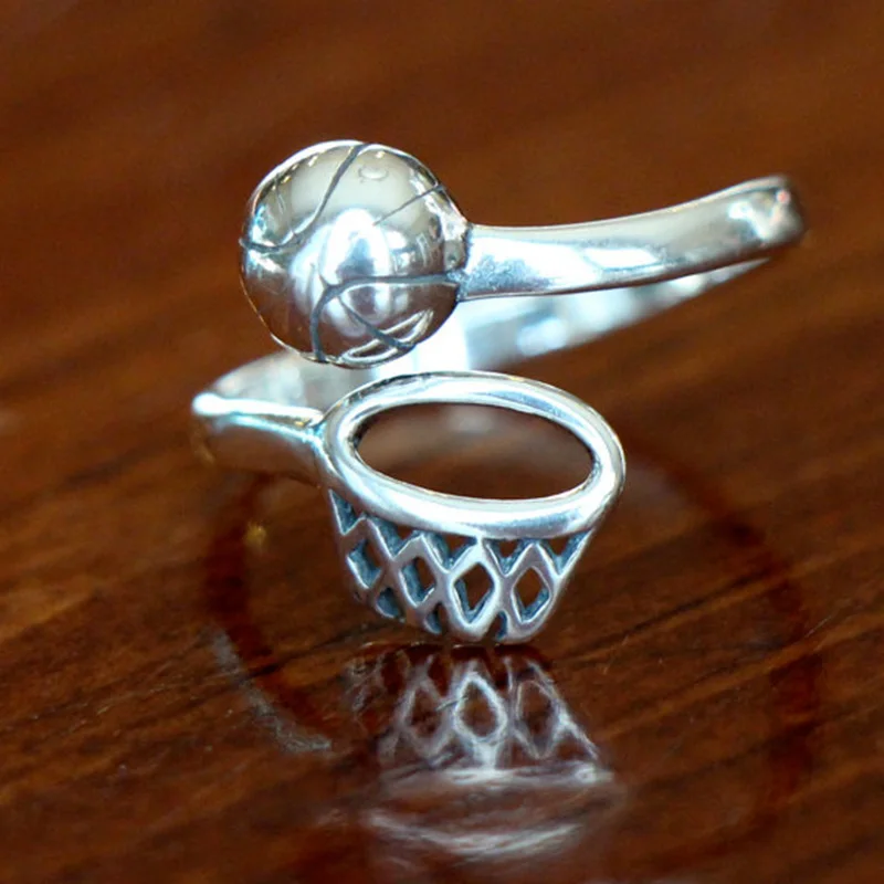 

New Trendy Basketball Ring Jewelry Adjustable Sports free ship