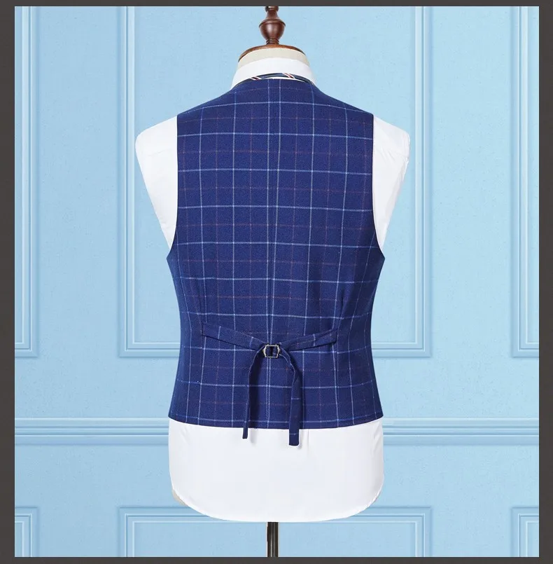 (Jacket+Vest+Pants) 2019 High Quality Fashion Grid Check Tuxedo Men Suit Slim Fit Formal Wedding Suit Men Terno Masculino Suits (Jacket+Vest+Pants) 2019 High Quality Fashion Grid Check Tuxedo Men Suit Slim Fit Formal Wedding Suit Men Terno Masculino Suits
