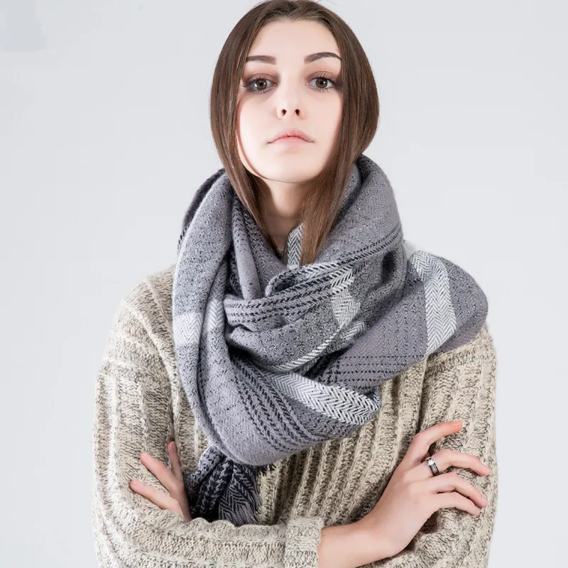 ZA Winter 2016 2017 font b Tartan b font Scarf Desigual Plaid Cuadros New Designer Luxury