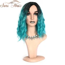 Suri Hair short Ombre wigs 16inches 4 colors natural wave green grey blonde synthetic wig for white women cosplay hair false Suri Hair short Ombre wigs 16inches 4 colors natural wave green grey blonde synthetic wig for white women cosplay hair false