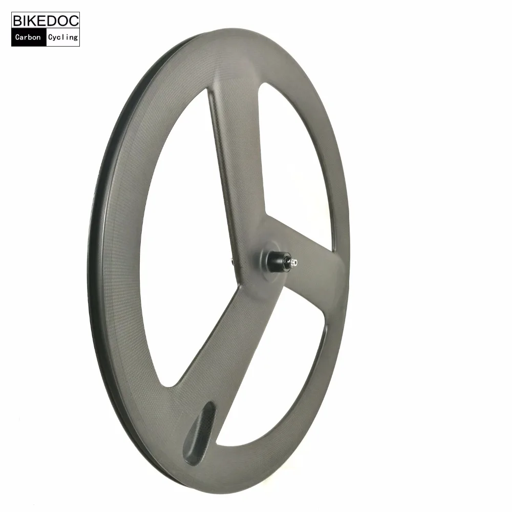 Clearance BIKEDOC High End Carbon 3 Spoke Wheel Road/Track/Fixed Gear Wheelset 700c Pista Roue Carbone Chinese Carbon Wheels 3