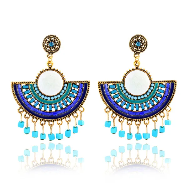 

Earnails Bohemian fan-shaped cracked flower tassels elaborate Earrings christmas gifts for women earings fashion jewelry