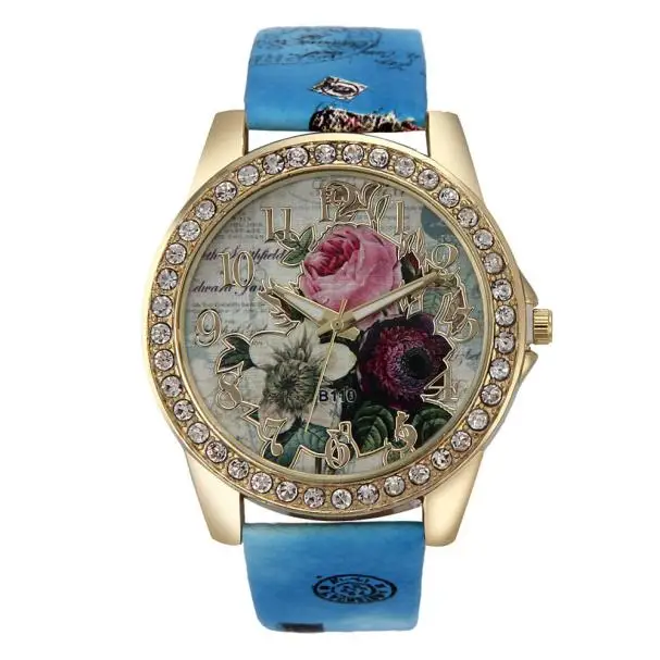 

Fashion Casual Women's Watches Bracelet Rose Pattern Leather Band Ladies Dress Analog Quartz Vogue Wristwatches reloj mujer