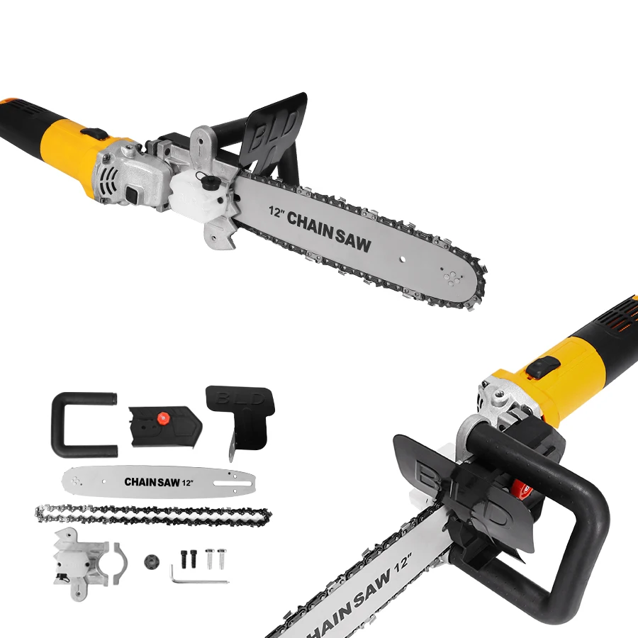 12 Inch Chain saw Bracket Changed Electric Angle Grinder Into Chain Saw Woodworking Power Tool Set