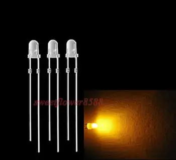 

200pcs 3mm Round Diffused Yellow LED 4K MCD Bulb Lamp Light LED Free Shipping
