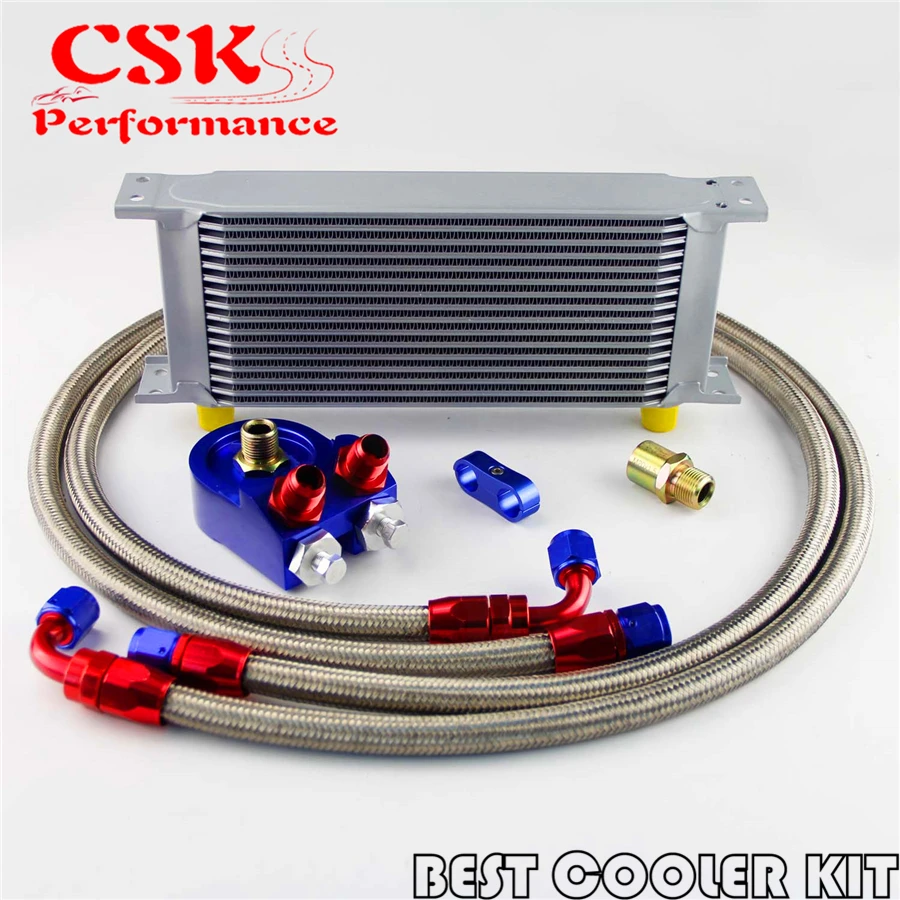 Best Price AN-8AN 16 ROW UNIVERSAL ENGINE TRANSMISSION OIL COOLER +FILTER ADAPTER AN8 KIT