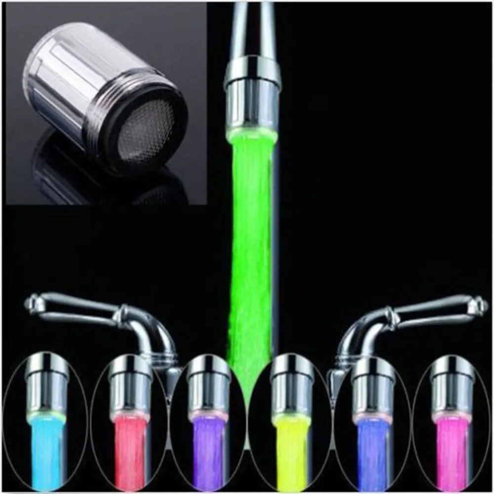 

LED Water Faucet Stream Light 7 Colors Changing Glow Shower Tap Head Kitchen Pressure Sensor Bathroom Faucets Taps Accessory New