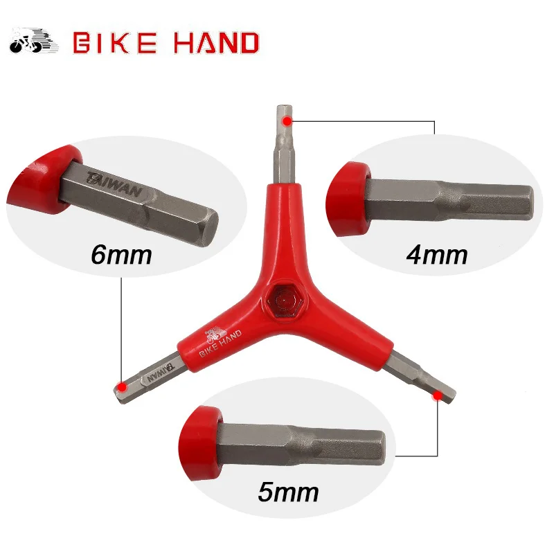 

BIKE HAND Bicycle Repair Tools 4/5/6 mm 3 Way Hex Key Wrench Spanner Cycling MTB Mountain Bike Repair Tool For Bicycle Y-Shaped