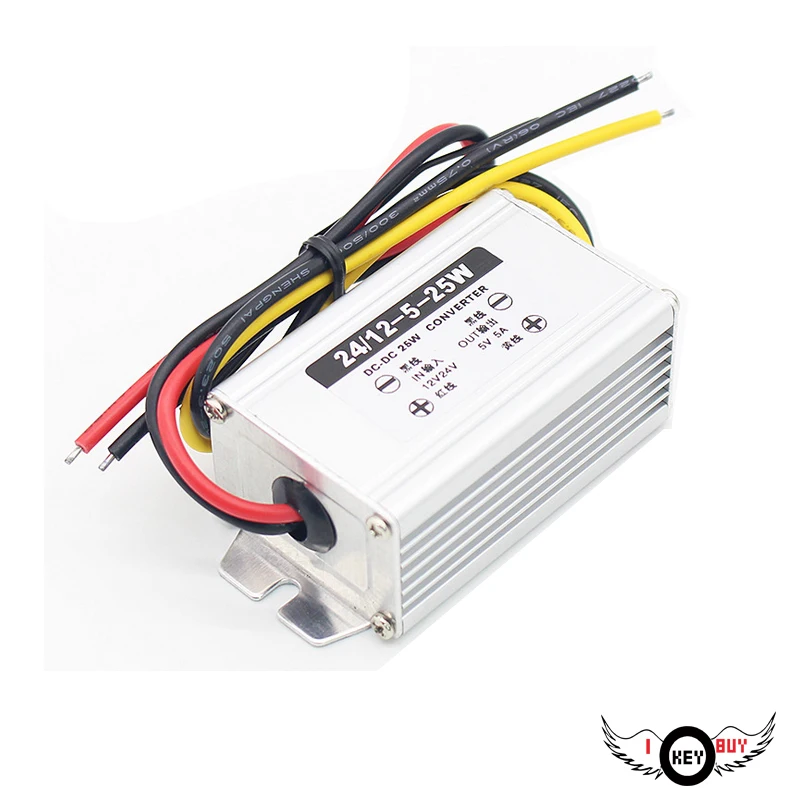 

1PC High-Quality High Conversion Rate 12V / 24V To 5V 5A 25W Step-Down Car Power Transformer Four Intelligent Protection