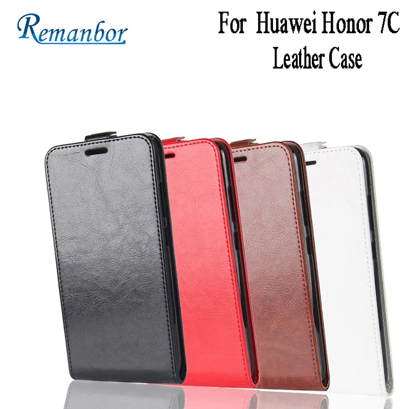 Remanbor Leather Case For Huawei Honor 7C AUM-L41 Flip Phone Back Cases 5.7&quot Coque | Мобильные телефоны и аксессуары