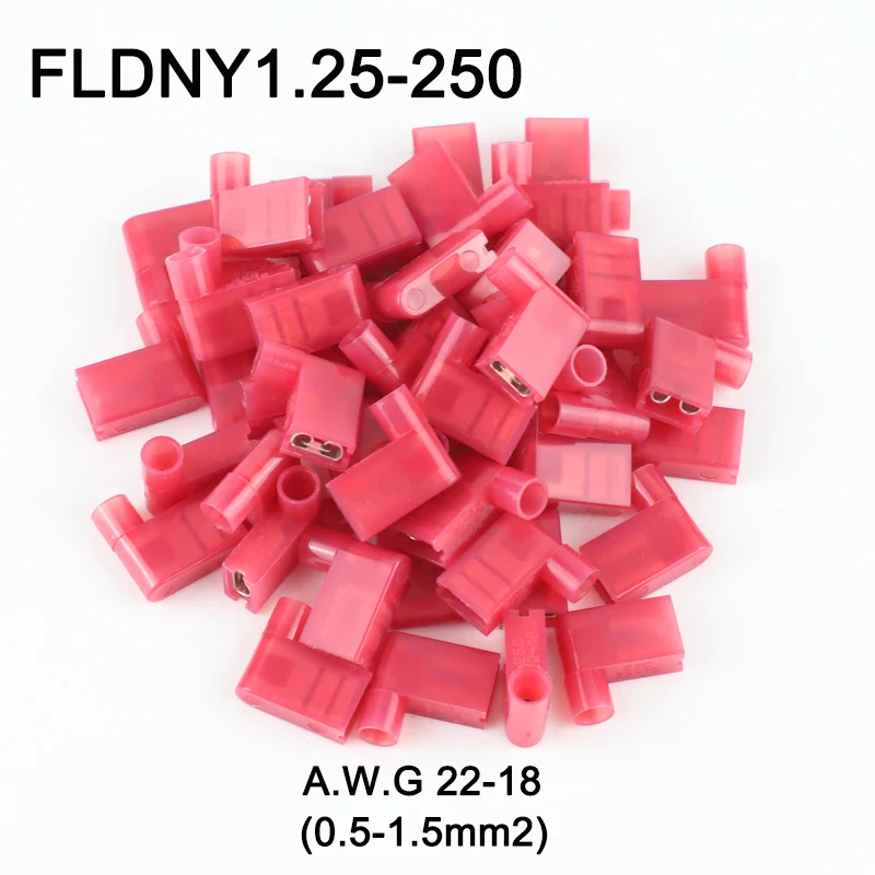 500PCS Crimp Terminals FLDNY1.25 250 Nylon Flag Female Terminal