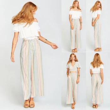 

Women OL Loose Stretch High Waist Wide Leg Long Pants Palazzo