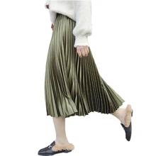 Женские осенние зимние женские длинные юбки модные трапециевидные женские плиссированные юбки с высокой талией женская Юбка-миди Faldas Mujer Saias