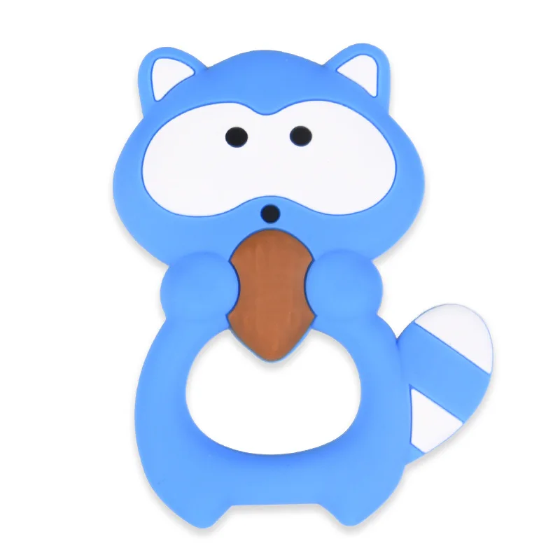 Squirrel Blue Детские Прорезыватель животных Собака белка енота силиконовый прорезыватель из ДФП силиконовые Четки Для режущихся зубов для Цепочки и ожерелья для кормящих зубы - Цвет: Squirrel Blue