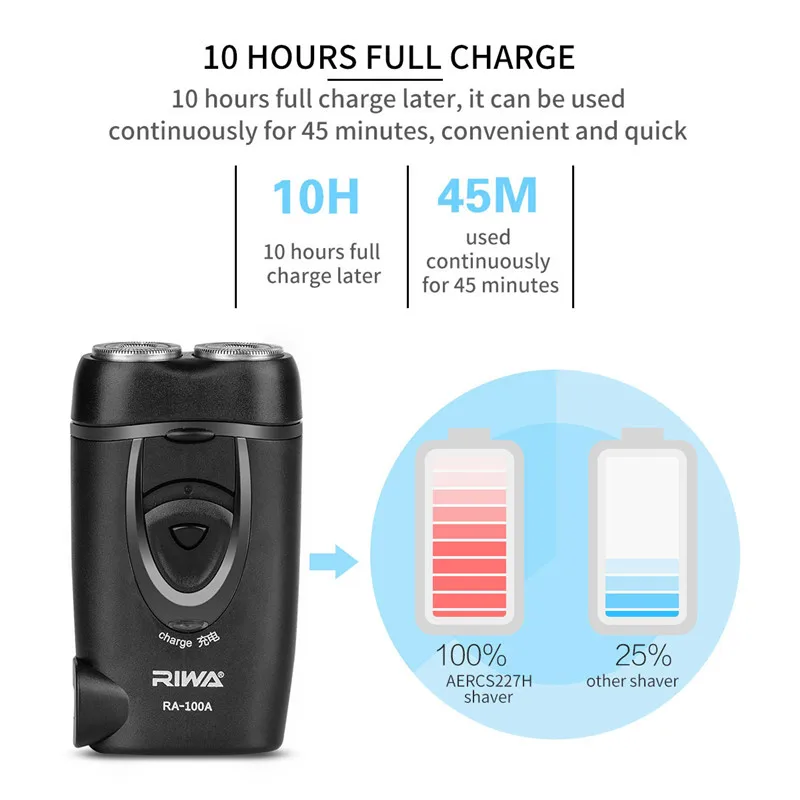 Riwa зарядка перезаряжаемая Мужская роторная бритва триммер для бритья бороды с самостоятельными плавающие лезвия автоматический резак чистая бритва
