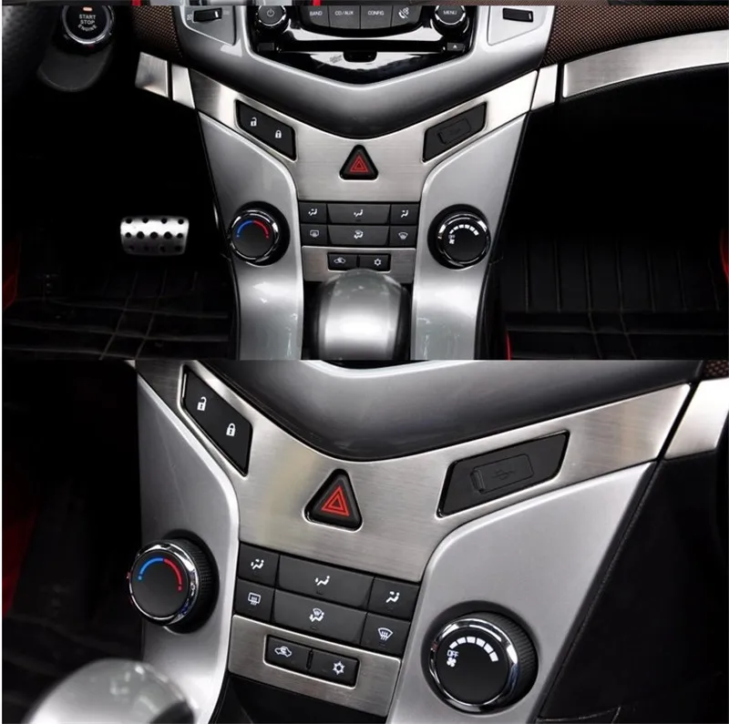 Автомобиль из нержавеющей стали центральной консоли Y Тип панели и в автомобиле Кнопка циркуляции воздуха панели наклейки для Chevrolet cruze2009-2013