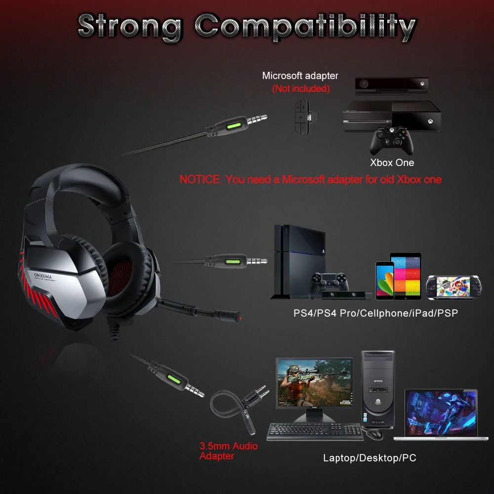 Onikuma K5 Pro Gaming Headset PS4 Kabel 