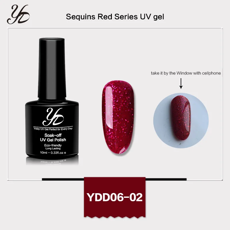 Sequins color 02 Yiday Блестящие Блестки блеск винно-красный УФ-гель для ногтей лак замачиваемый лак геллак лак для нейл-арта Маникюр Сделай Сам Праздник Вечеринка - Цвет: Sequins color 02