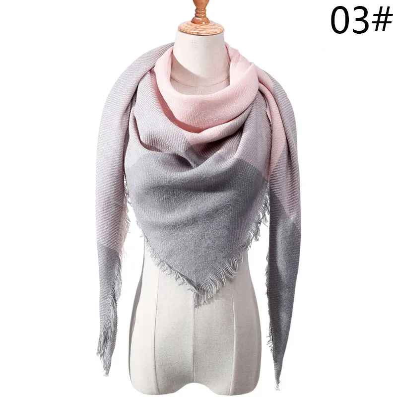 Hot Selling Triangle Winter Plaid Scarf Women Fashion Design Knitting Scarf Scarves Triangle Shawl Wrap 140*140*210cm - Цвет: 03