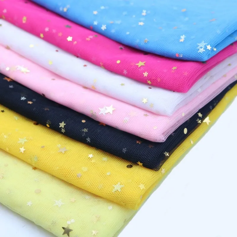 

1Y/pcs 91*150cm Gold Star Moon Gauze Fabric for Tissue Kids Bedding Home Textile for Sewing Tilda Doll Dress Clothes
