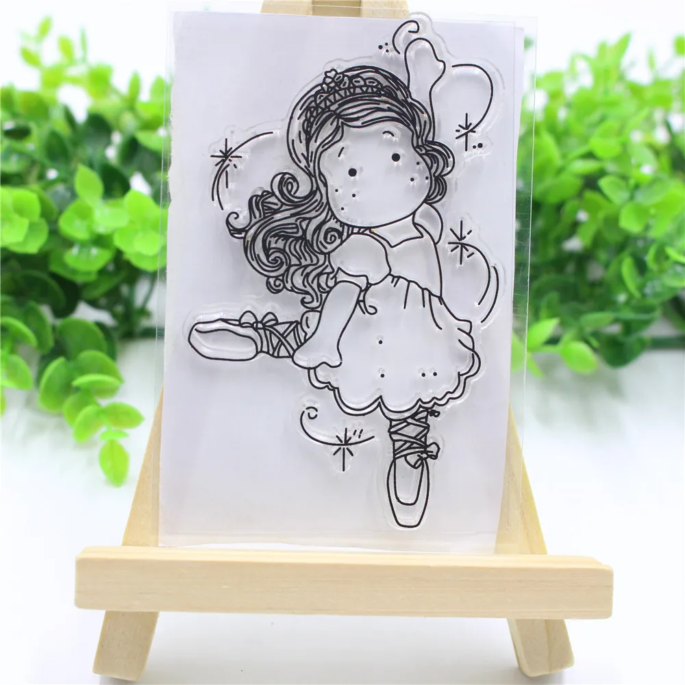 

Popular Lovely Dancing Girl Transparent Stamp + Metal Cutting Dies Stencil Scrapbooking Embossing for DIY Crafts Photo Album