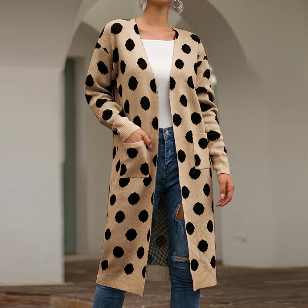 

LASPERAL Women Dot Knitted Long Cardigan Long Sleeve Sweater Overcoat For Female Women 2019 Autumn New Outwear Coat Women Autumn