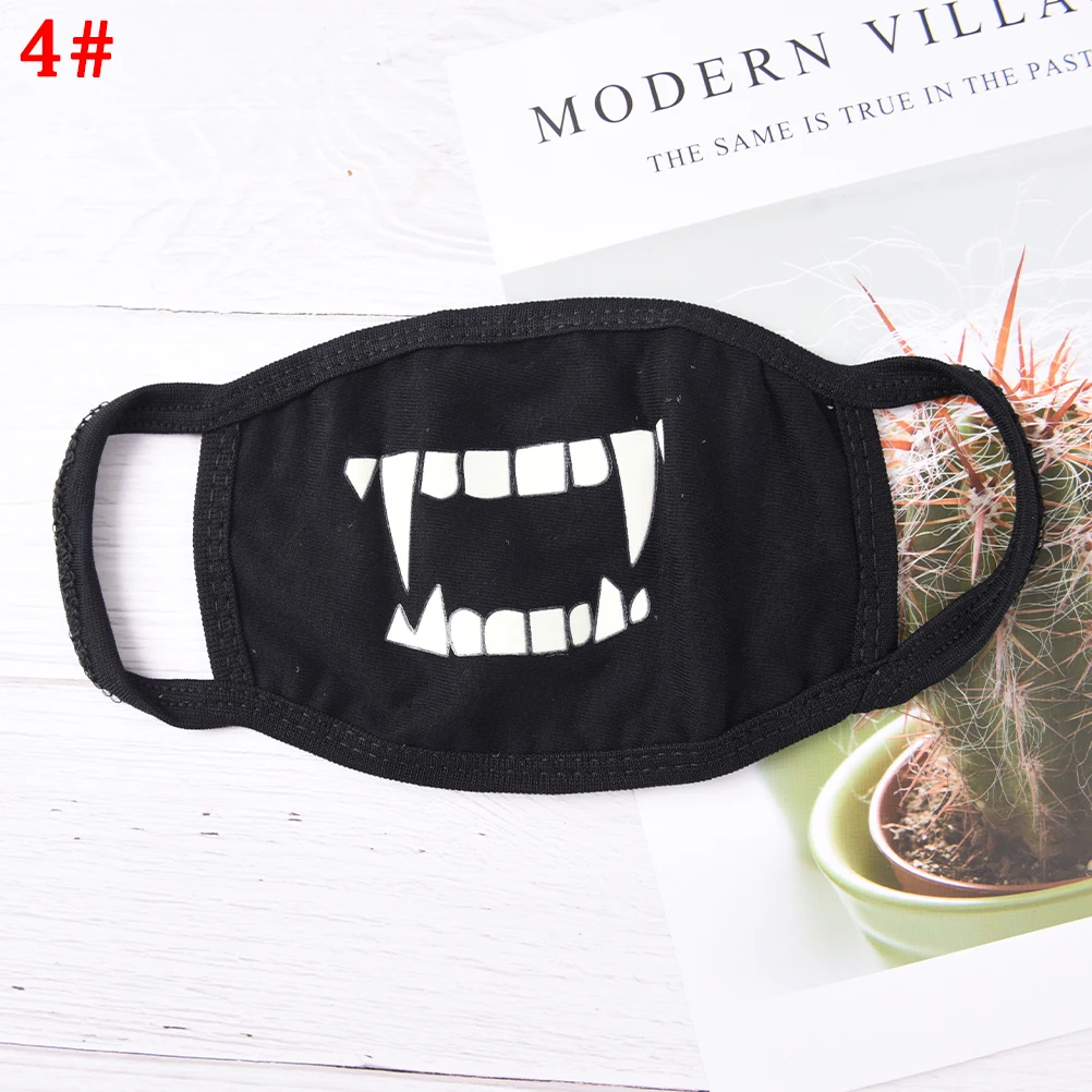 18 стильных крутых унисекс дизайн зубов маска черная фосфоресцирующая хлопковая маска для лица с изображением рта маска светильник в темноте Анти Пыль сохраняет тепло маски - Цвет: N4