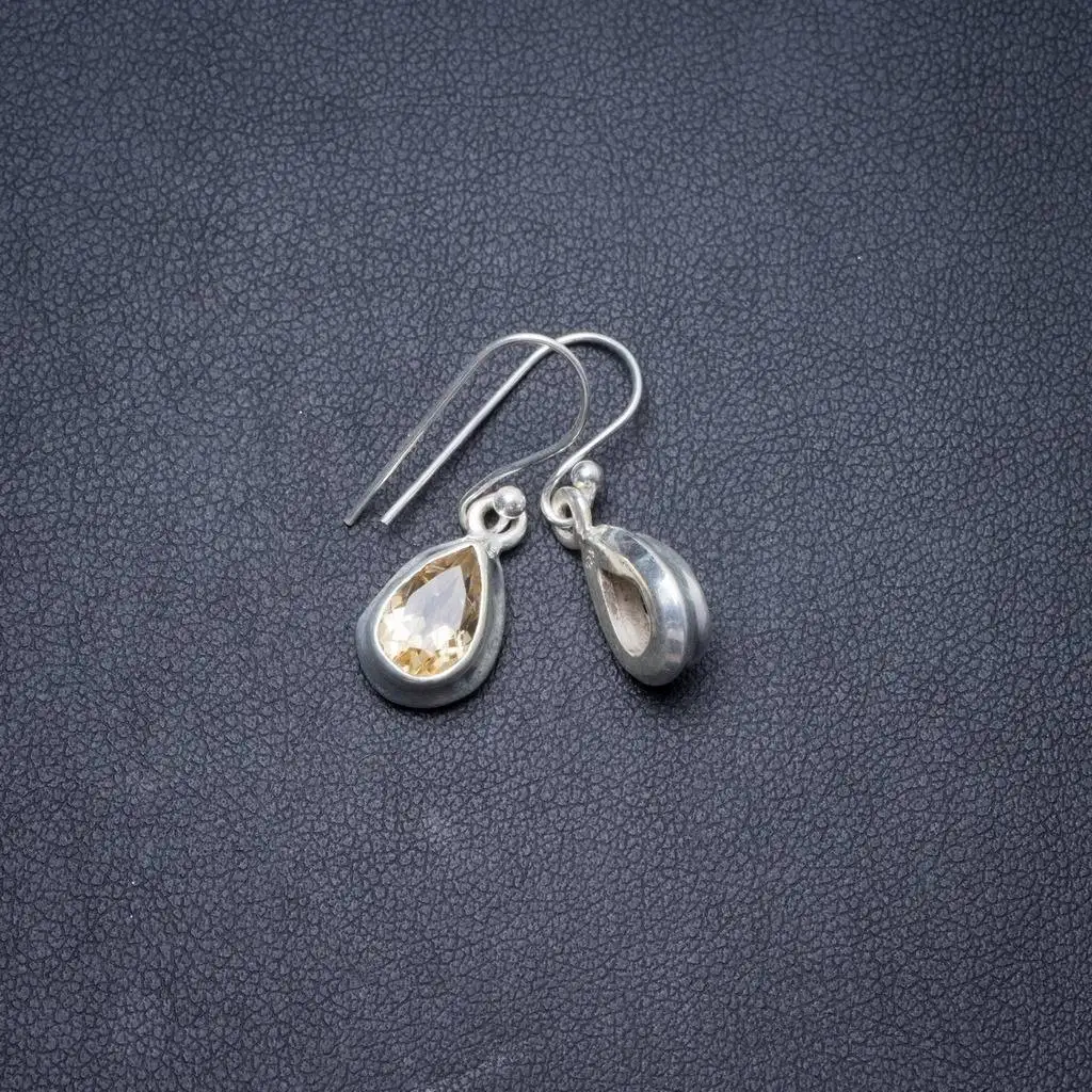 

Natural Citrine Handmade Unique 925 Sterling Silver Earrings 1" Y2909
