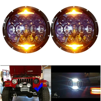

1 Pair 130W Brightest Blue Projector Lens 7inch LED Headlights Amber Turn Signal/DRL for Jeep Wrangler JK LJ TJ CJ