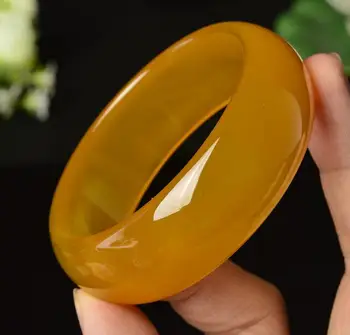 

Ice-running jade bracelet High-end boutique ice yellow widening agate bracelet cb58#