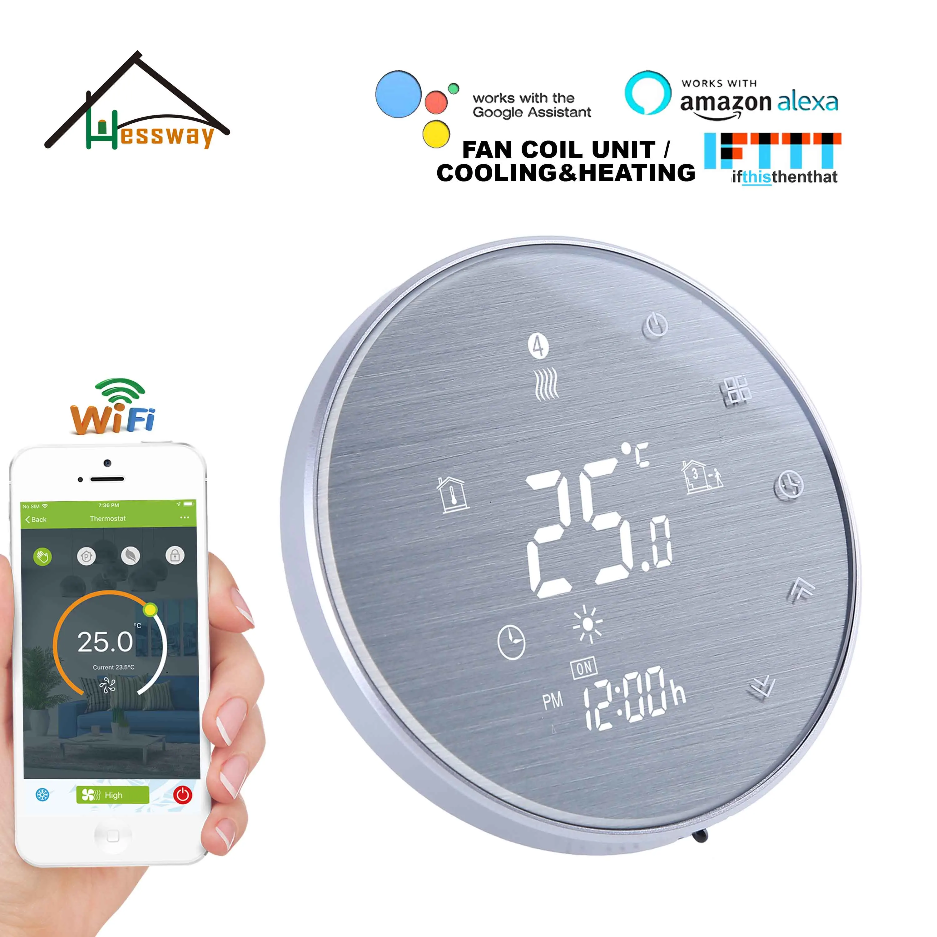 Wi Fi термостат HESSWAY TUYA охлаждение нагрев для умного google home рисование