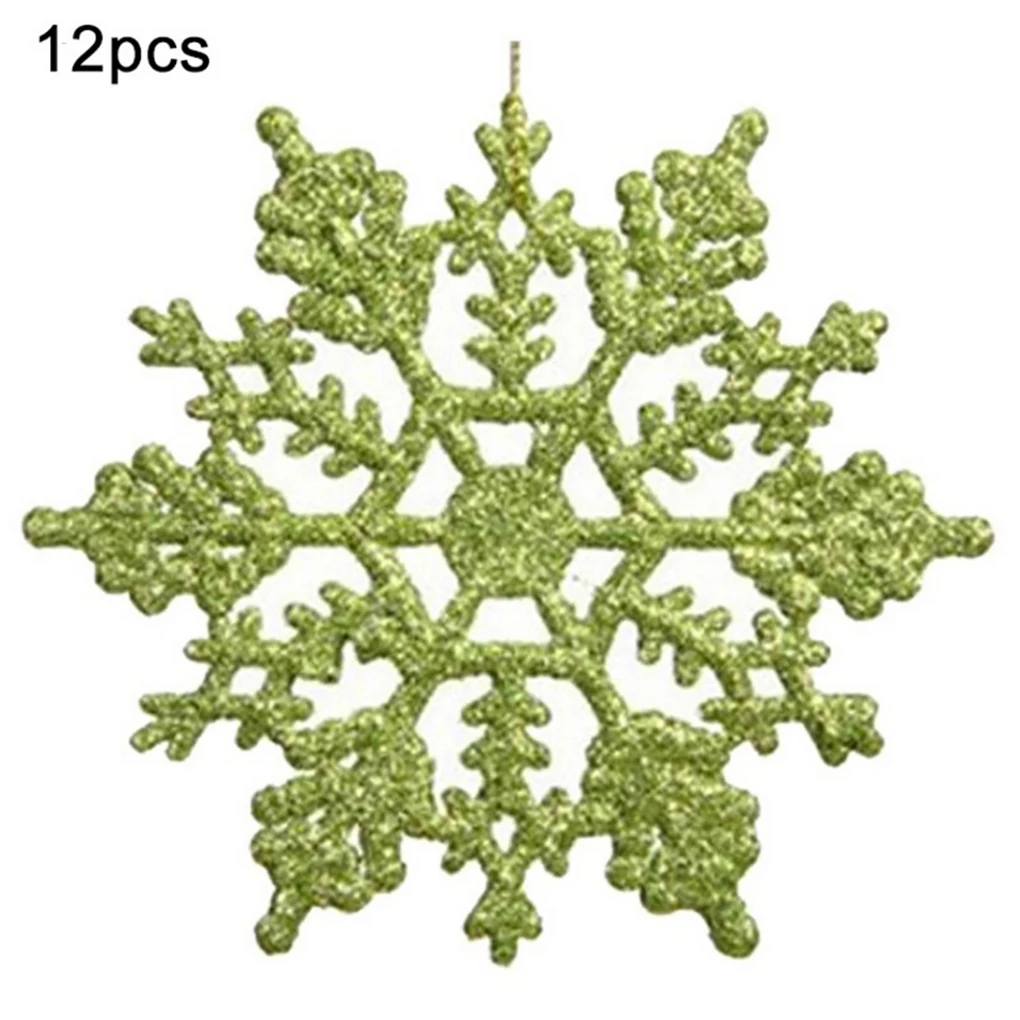 Новинка, 12 шт., пластиковая Рождественская Снежинка, украшения, крошечные сверкающие блестки, снег на веревке, Свадебный декор
