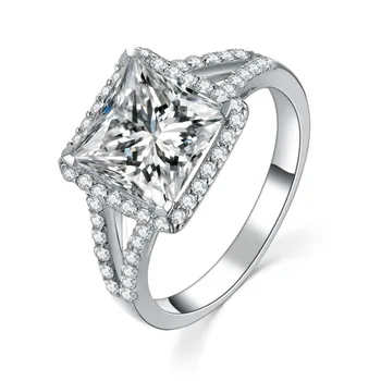 

Princess Love 2Ct Princess Cut G-H Synthetic Diamonds Female Ring 925 Sterling Silver White Gold Color Wedding Jewerly