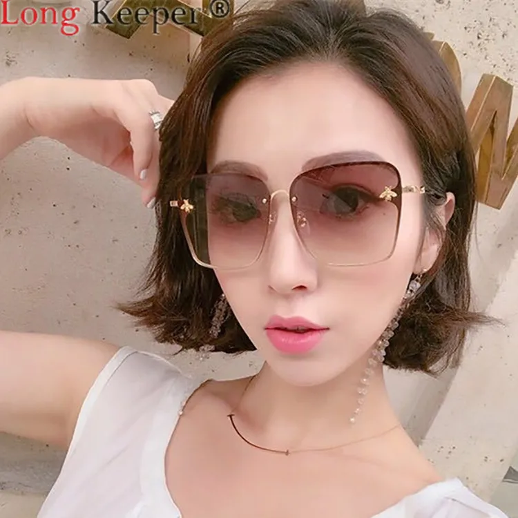 

Long Keeper Sunglasses Women Men Square Sun Glasses Eyewear Eyeglasses Metal Frame Legs Clear Len Shade UV400 Light Comfortable