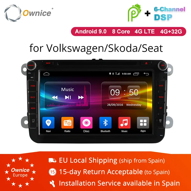 Ownice 2 Din K1 K2 Android 9,0 Восьмиядерный автомобильный dvd-плеер для Volkswagen Passat POLO GOLF Skoda Seat 4G LTE Nerwork 32GB rom