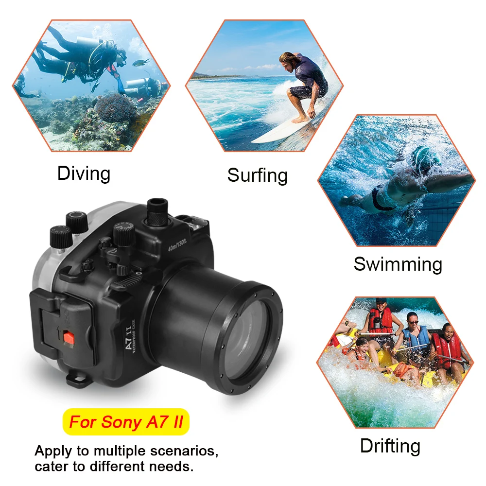 Seafrogs для Sony A7R II / A7S 40 м/130 футов Meikon корпус подводной камеры встроенный датчик