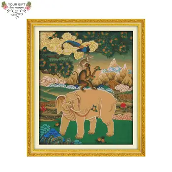 

Joy Sunday D616 Free Shipping 14CT 11CT Stamped and Counted Home Decoration The Four Lucky Animal Needlepoint Cross Stitch Kits