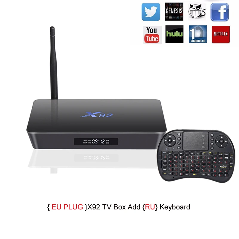 

X92 TV Box Amlogic S912 Octa-core Android 6.0 2.4GHz/5.8GHz WiFi HDMI 2.0 with USB 2.0 AV LAN SD Card Slot 2G RAM 16G ROM