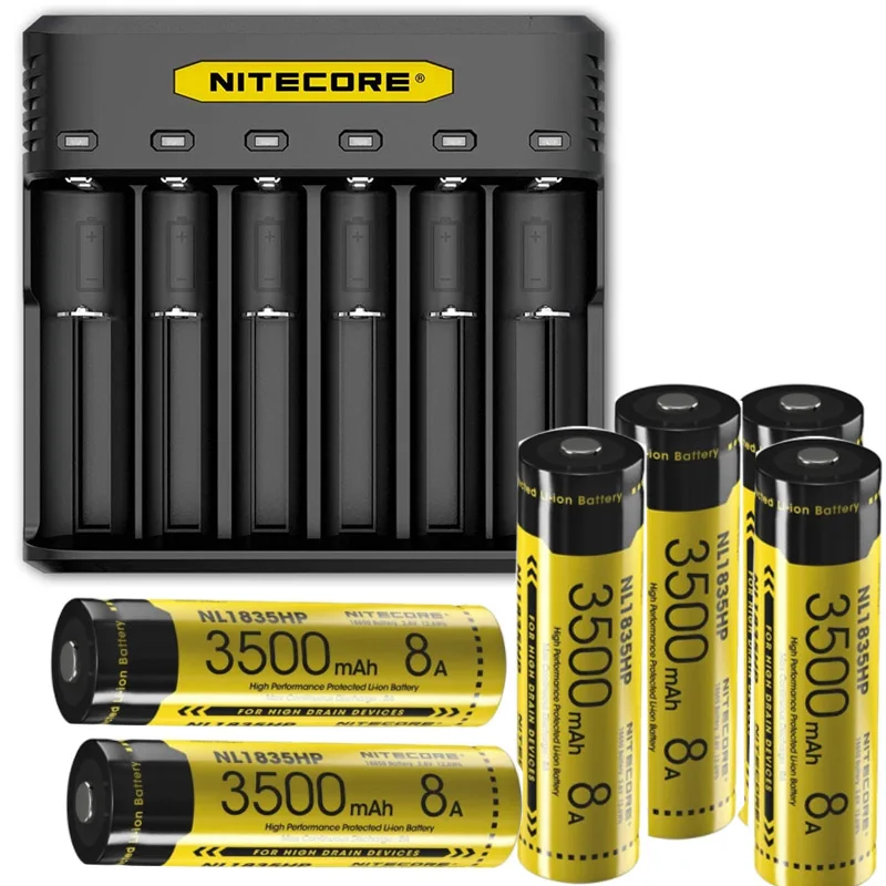 

NITECORE Q6 Six Slot 2A Universal Li-ion/IMR Battery Charger for 18650, 16340, RCR123A, 14500, 18350 + NITECORE NL1835HP battery